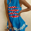 Casual Print Blue Fish Sleeveless Dress - Image 6