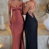 Articat Satin Mermaid Gown - Backless Lace-Up Slip Dress with Sweetheart Neck, Sexy Silk Partywear for Women