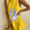 Casual Print Blue Fish Sleeveless Dress - Image 2