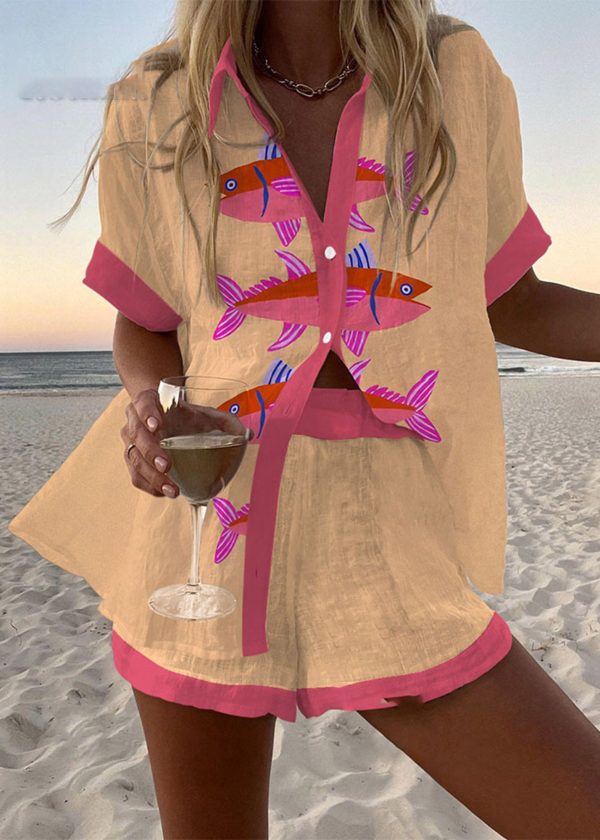 Holiday Fish Print Two-Piece Set