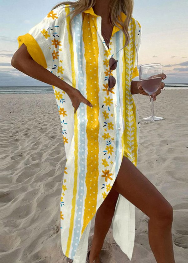 Gorgeous Flower Printed Shirt Dress