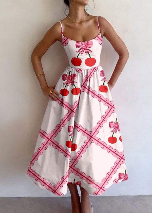 Cherry print suspender dress