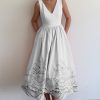 Elegant Floral Print V-neck Sleeveless Dress