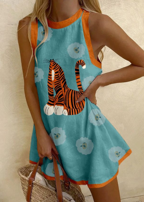 Orange Tiger Print Dress
