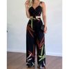 Women's Tropical Print Two-Piece Set | Lace-Up Back Crop Top & High-Waist Palazzo Pants | Beach Cover-Up & Streetwear Outfits 2025 Trending - Image 5
