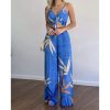 Women's Tropical Print Two-Piece Set | Lace-Up Back Crop Top & High-Waist Palazzo Pants | Beach Cover-Up & Streetwear Outfits 2025 Trending - Image 7
