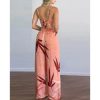 Women's Tropical Print Two-Piece Set | Lace-Up Back Crop Top & High-Waist Palazzo Pants | Beach Cover-Up & Streetwear Outfits 2025 Trending - Image 3