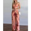 Women's Tropical Print Two-Piece Set | Lace-Up Back Crop Top & High-Waist Palazzo Pants | Beach Cover-Up & Streetwear Outfits 2025 Trending - Image 2